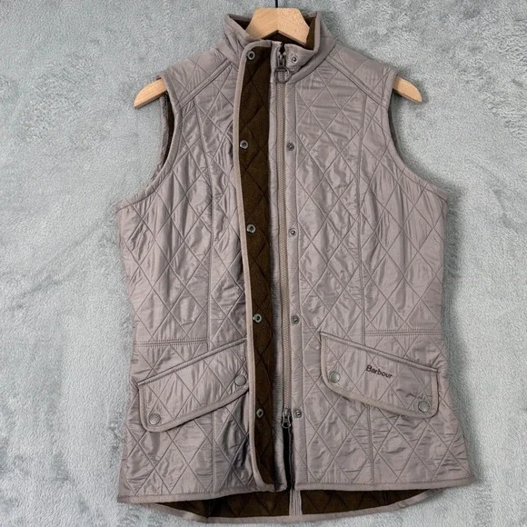 Barbour Vest Womens 10 Beige Quilted Outdoor Classic Quiet Luxury Layering - Picture 3 of 10